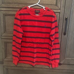 Polo by Ralph Lauren Kids Red and Navy Striped Long Sleeve Tee